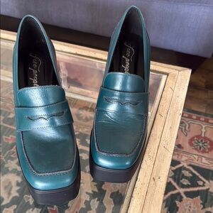 Free People Teal Zoe platform Loafers